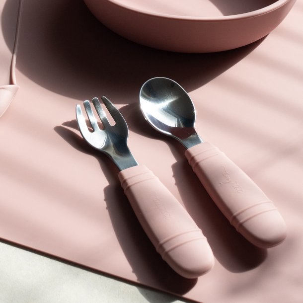 Tiny Tot Brnebestik Ske &amp; Gaffel Stvet Rosa